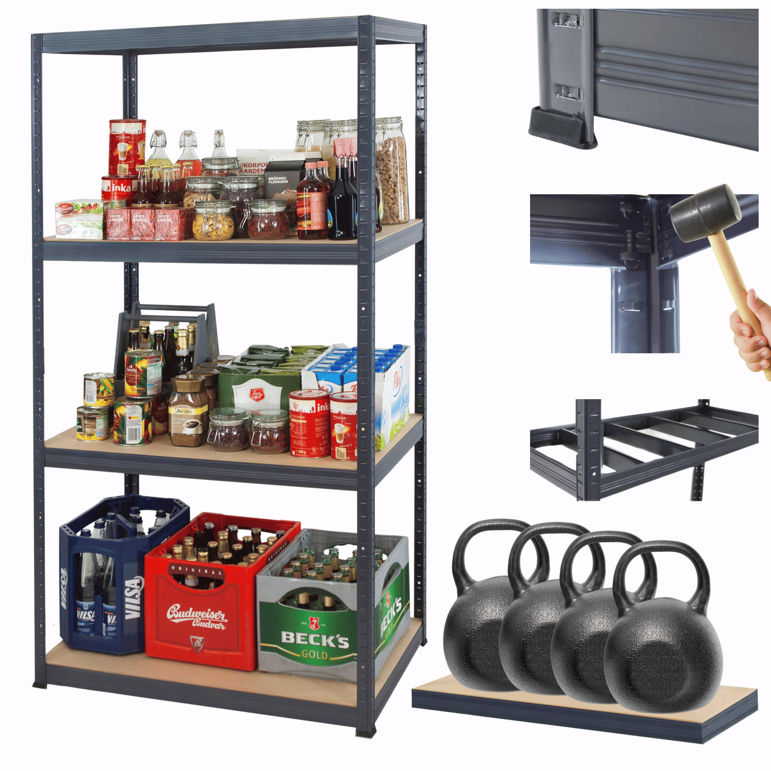 Kovový skladovací regál do garáže Premium Helios 180x120x35 cm 4Px400 kg