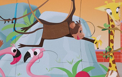 Puzzle sensoryczne Wycieczka do zoo 20 el. Janod Materiał karton