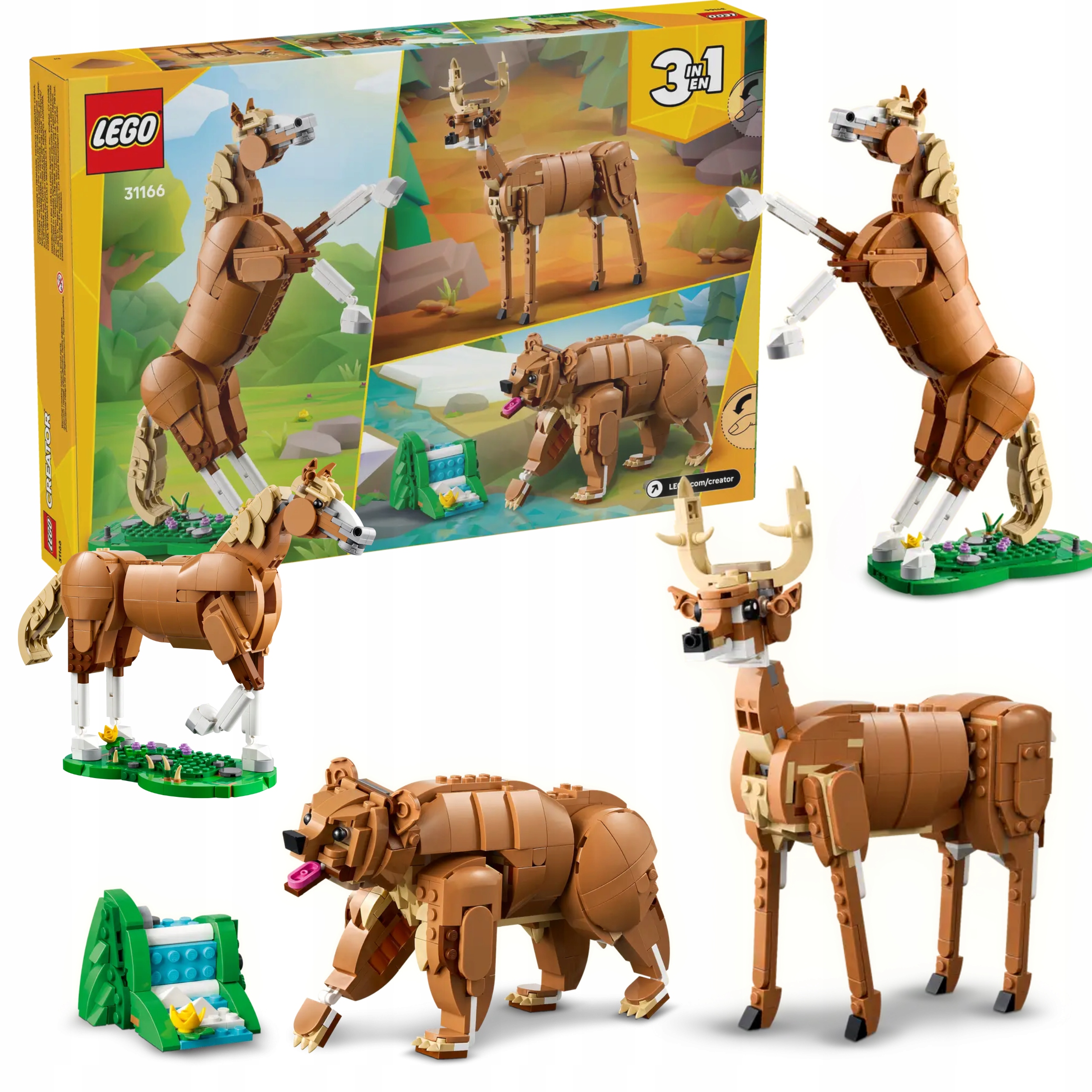 Lego Creator 31166 Koń Niedźwiedź Jeleń Klocki Zestaw 3w1 685el.