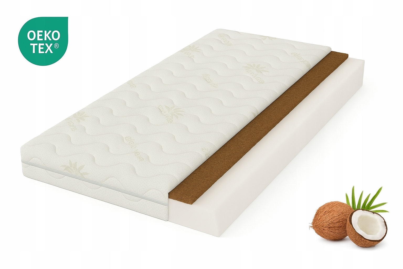 Materac Kokos 90X190 Biały pianka 190x90 średnio twardy H3 H4 Aloe Vera