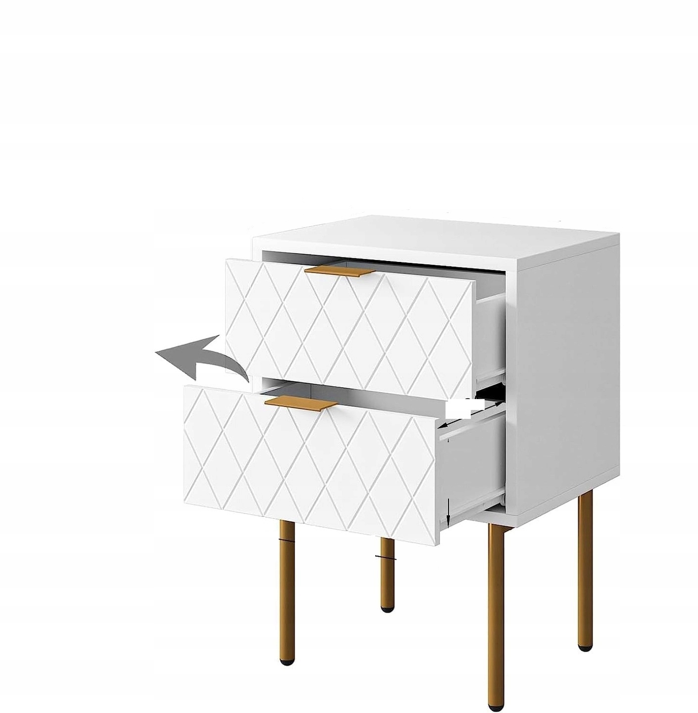 Heyzoey Nočný stolík, drevený, malý nočný stolík s dvoma zásuvkami, biely