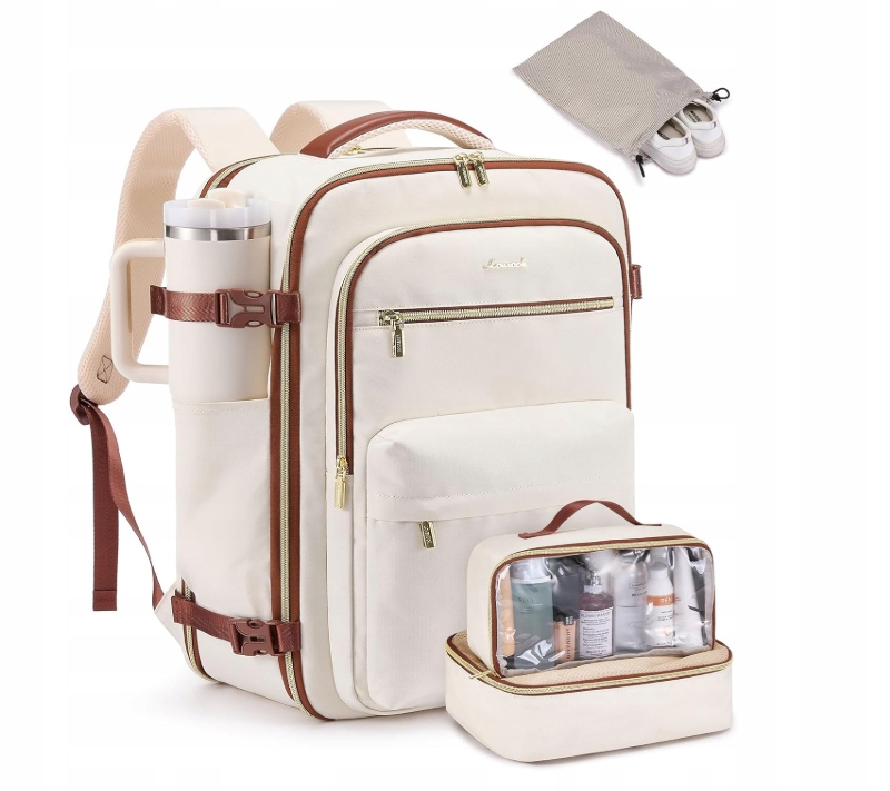 Lovevook Plecak Podróżny 40L Wodoodporny Na Laptop 17 Calowy Beżowy