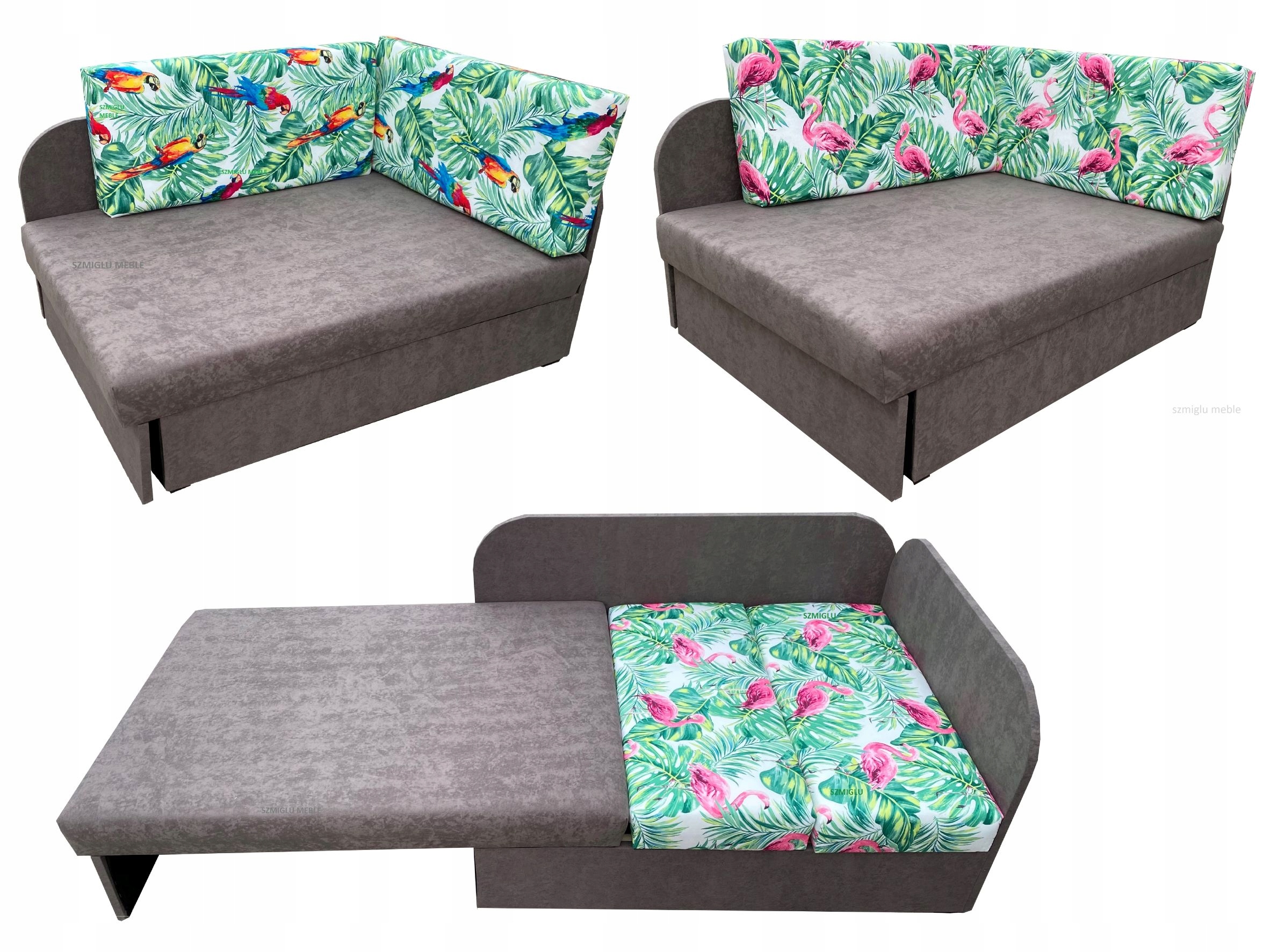 NAROŻNIK ŁÓŻKO DZIĘCIĘCE Z MATERACEM POJEMNIK SOFA FLAMING SOWA