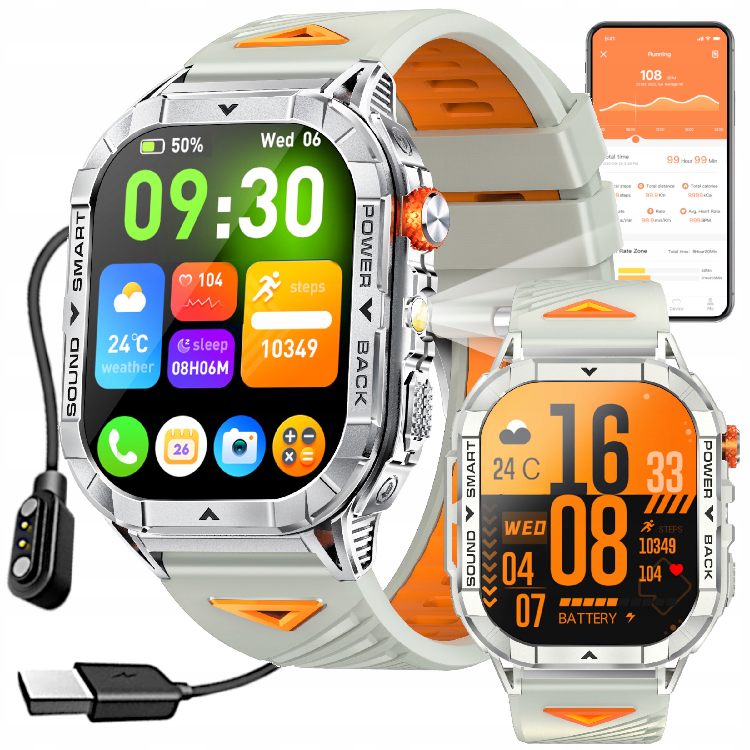 Chytré hodinky pánské terénní vodotěsné IP68 Amoled GlacierX Racer Grey