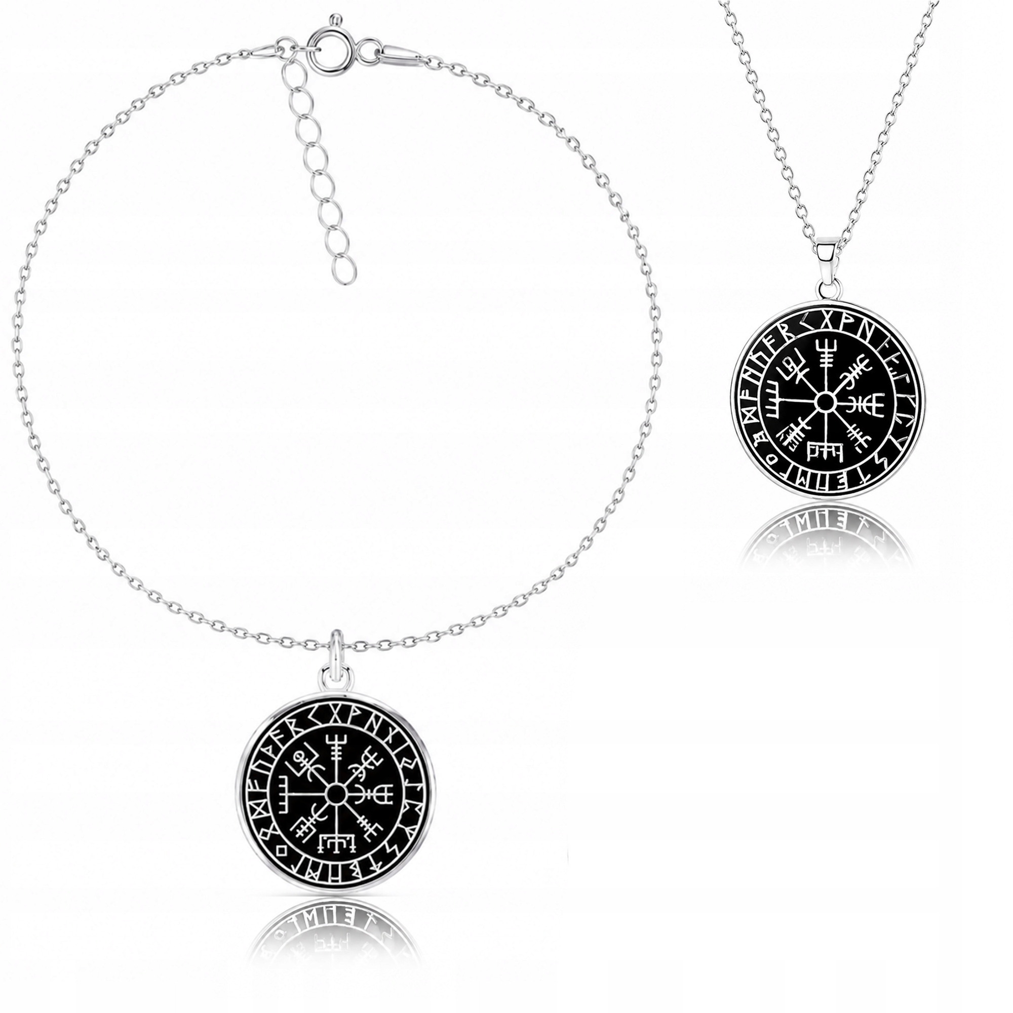 Runový Kompas Vikingů Vegvisir Sada šperků ankr stříbro 925