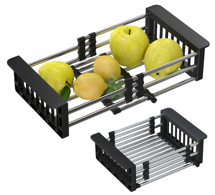 DOZOWNIK NA PŁYN CZARNY OCIEKARKA TELESKOPOWA ZLEW Szerokość pojemnika 5.7 cm