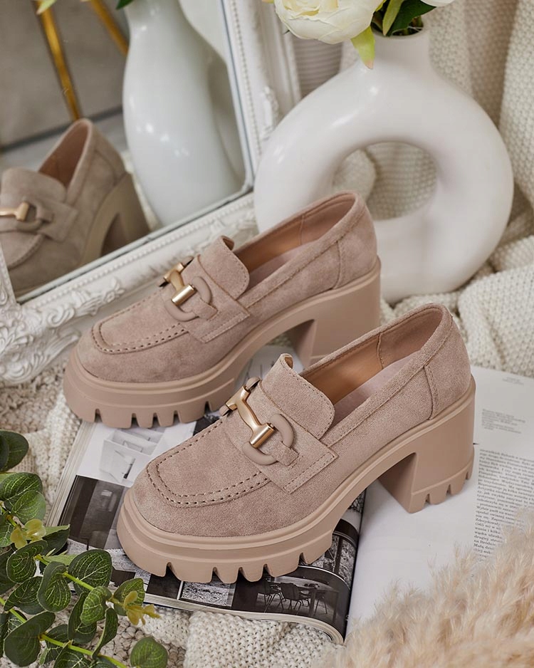 BEŻOWE MOKASYNY DAMSKIE NA SŁUPKU TIVILI 39 Rozmiar 39