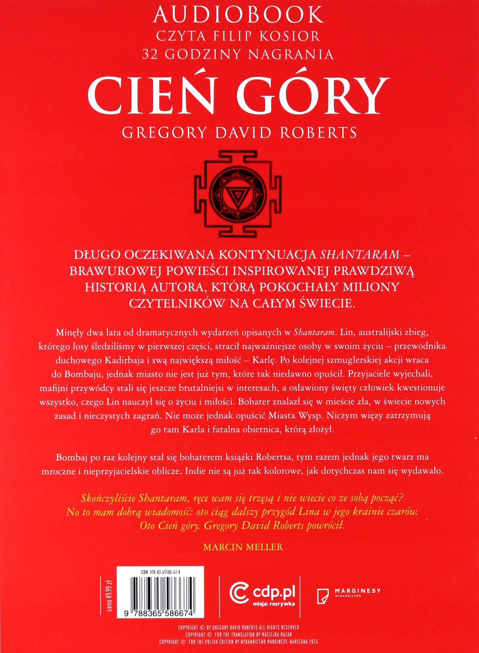 CIEŃ GÓRY. AUDIOBOOK - GREGORY DAVIS ROBERTS (AUDI Stan opakowania oryginalne