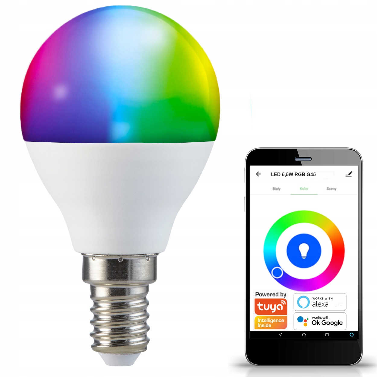 

Żarówka Led Smart 5,5W 470lm Ww-cw+rgb Wi-Fi Tuya