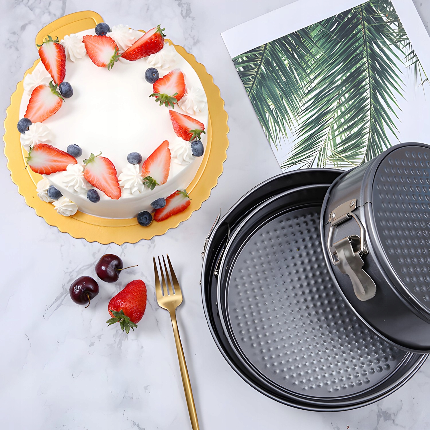 ZESTAW 3 SZT TORTOWNIC CIAST TORTOWNICA OKRĄGŁA BLACHA DO PIECZENIA TORTÓW Materiał inny