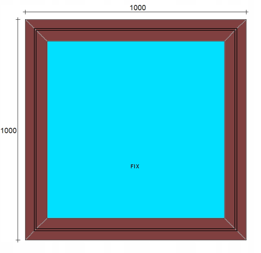 OKNA PCV 1000x1000 FIX OBUSTRONNY ZŁOŁTY DĄB