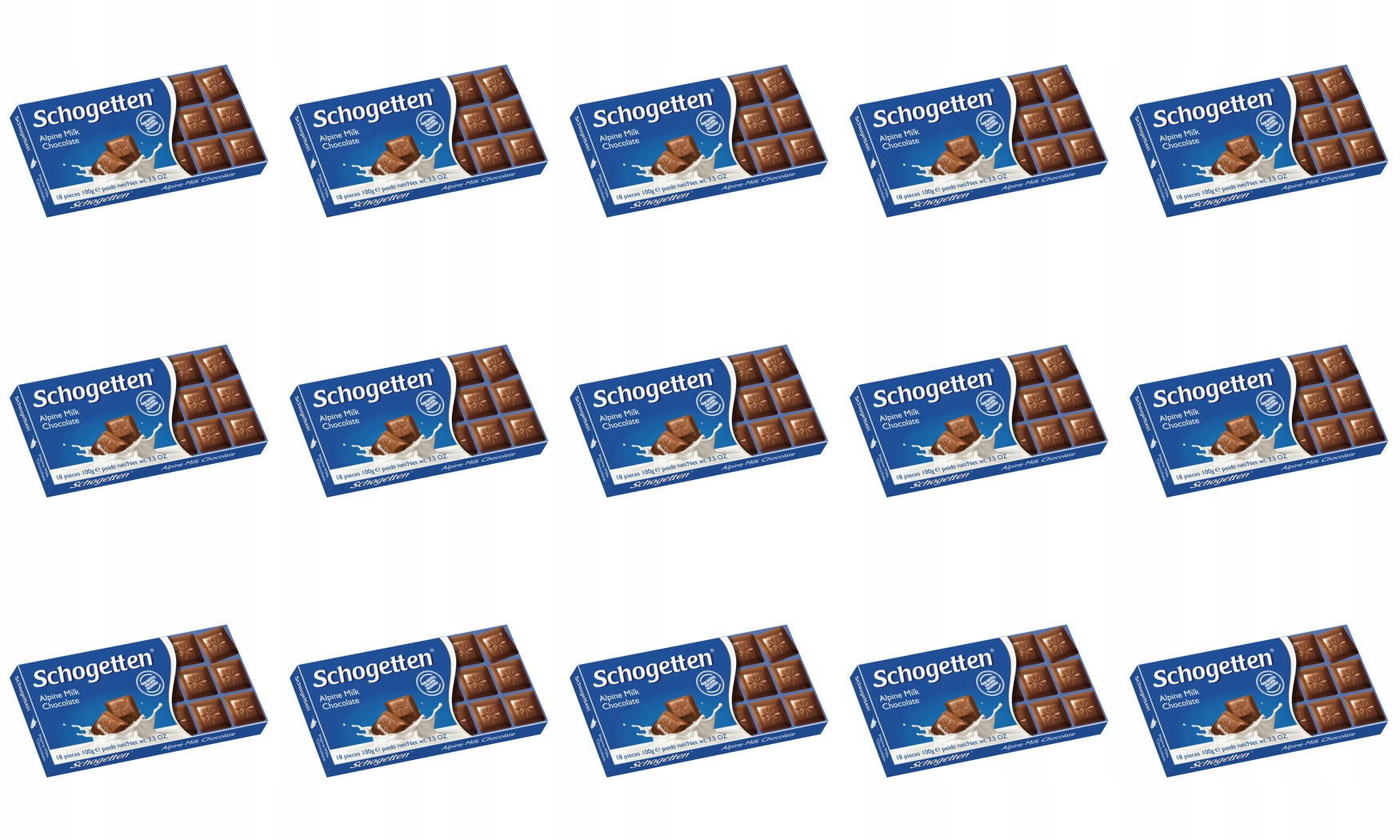 15x 100g Schogetten Czekolada Alpine Milk Mleczna Kostki Pyszna Karton