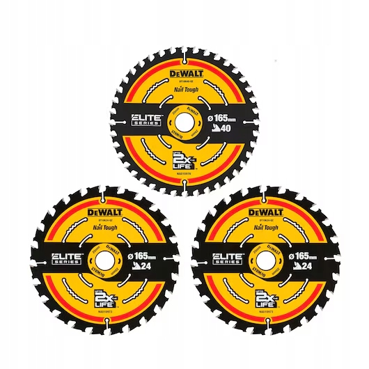 PIŁA TARCZ. DO DREWNA ELITE 2*165MM 24Z 165MM 40Z 3SZT DT10397-QZ DEWALT