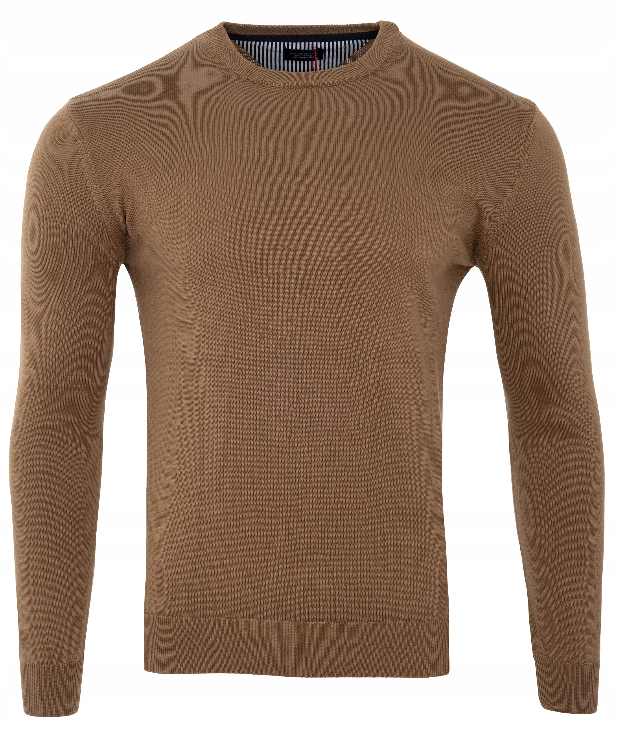 SWETER ELEGANCKI WYSOKA JAKOŚĆ 100%BAWEŁNA POD SZYJĘ BRĄZOWY XL