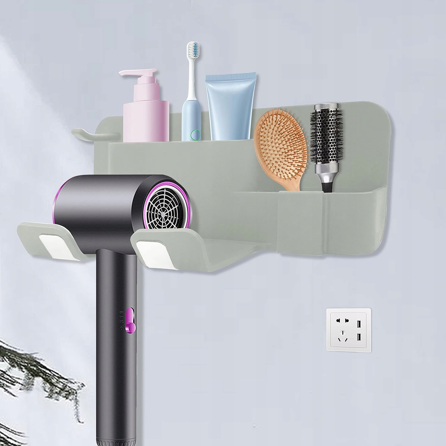 SAMOPRZYLEPNA PÓŁKA ŁAZIENKOWA UCHWYT NA SUSZARKĘ SZCZOTKĘ DO WŁOSÓW Marka inna