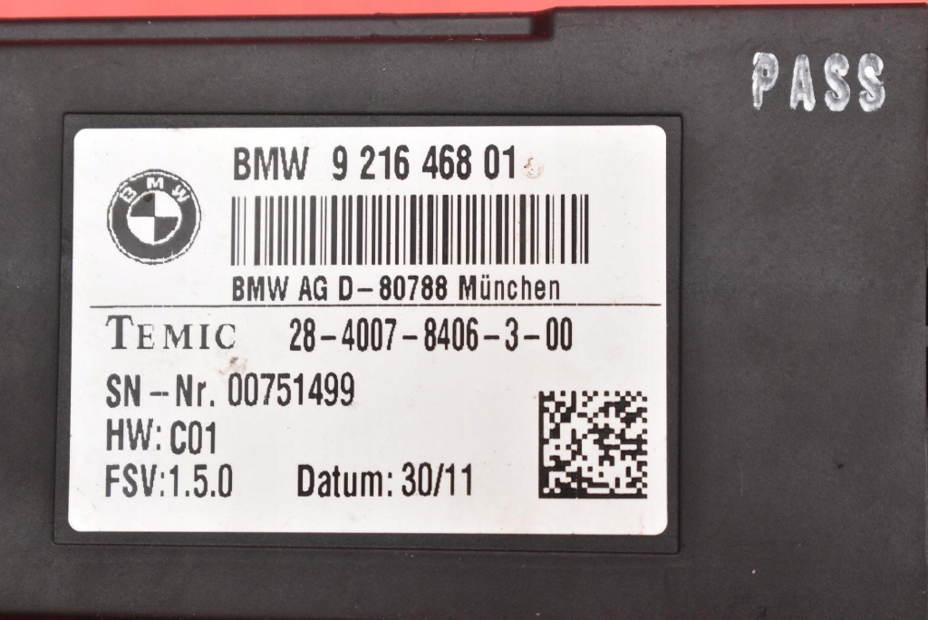 control unit module seat right 9216468 BMW X3 F25 10-15