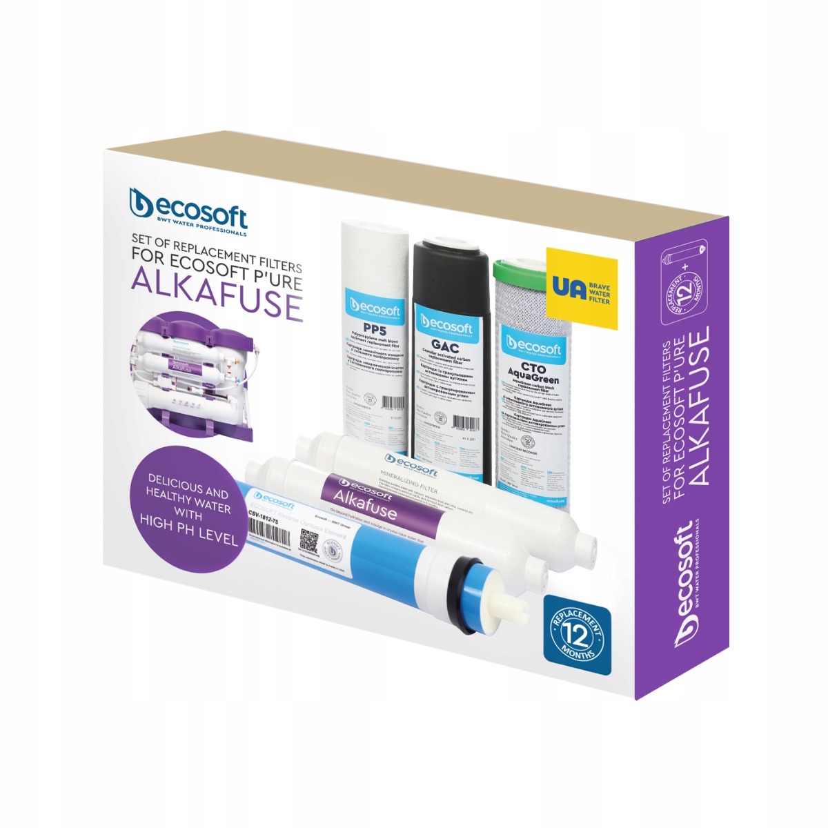 Roční sada náplní pro reverzní osmózu Ecosoft Pure Alkafuse