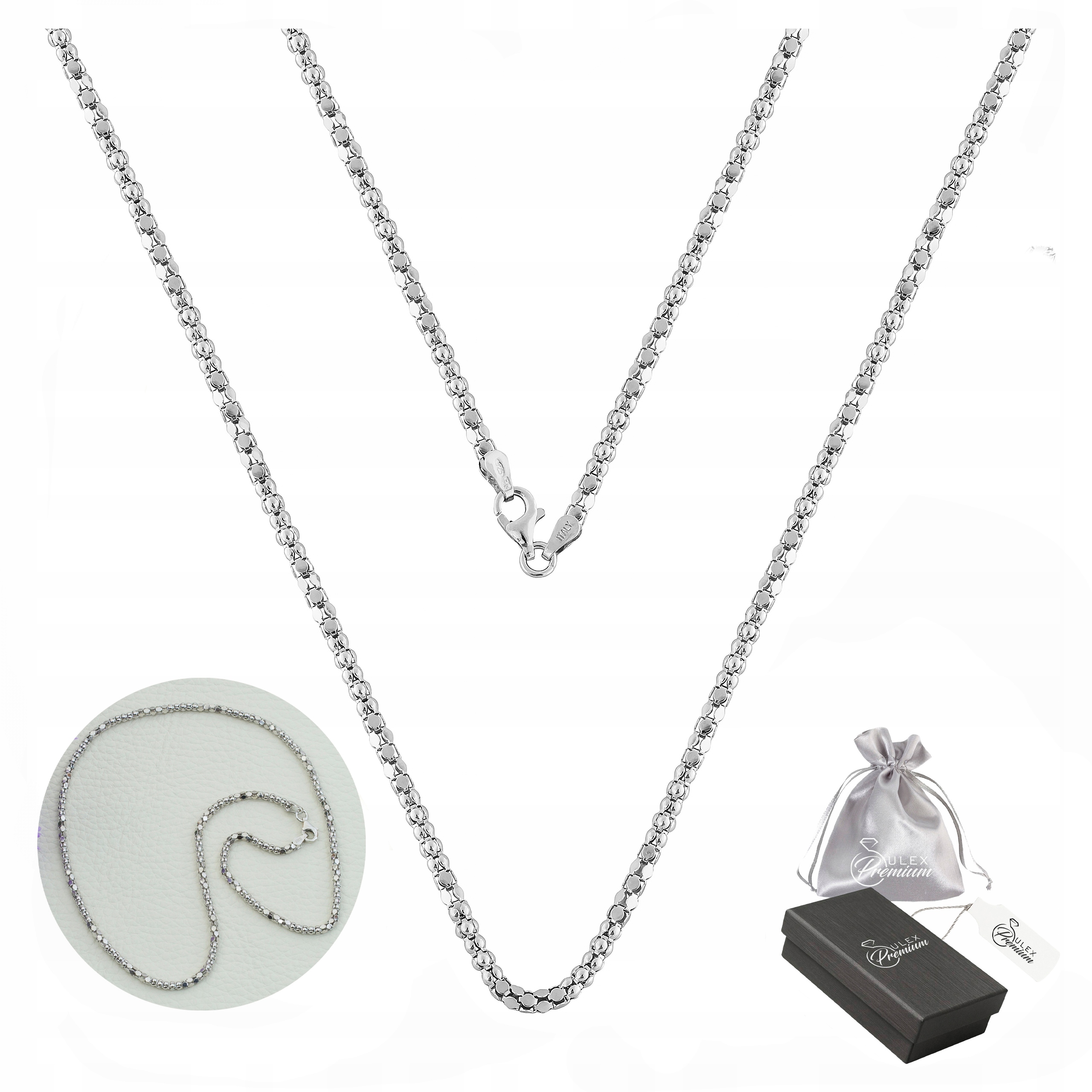 Řetízek Stříbro ryzost 925 Rhodiovaný popcorn Coreana pro ni 60 cm x 2,0 mm