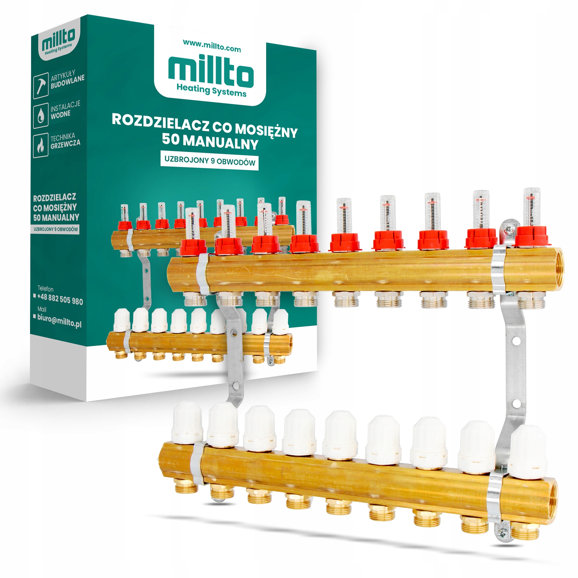Rozdeľovač Podlahovky Co pre podlahové vykurovanie 9 Obvodov Sekcia Rotame 4F