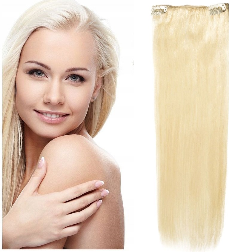 Clip-in Příčesek Do Vlasů Přírodní Dopinka 40 CM velmi světlá blond 613