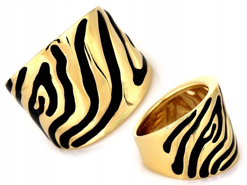 Zlatý prstýnek 585 14 kt s černým smaltem 4.98 g, široký model pro každodenní nošení