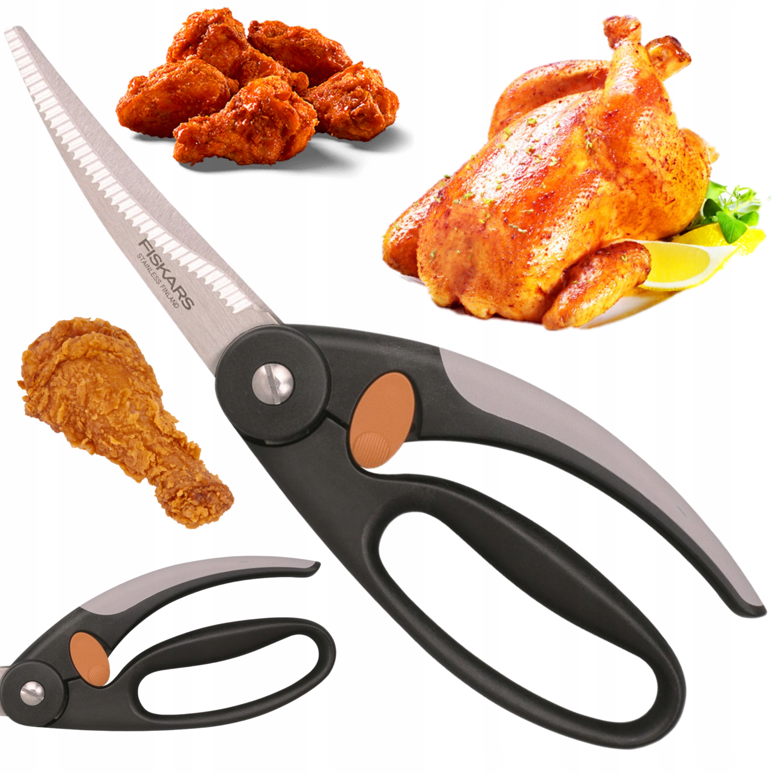 Kuchyňské Nůžky Fiskars Na Stříhání Drůbeže Masa, Ostré V Blistru, Ocel, 25 CM