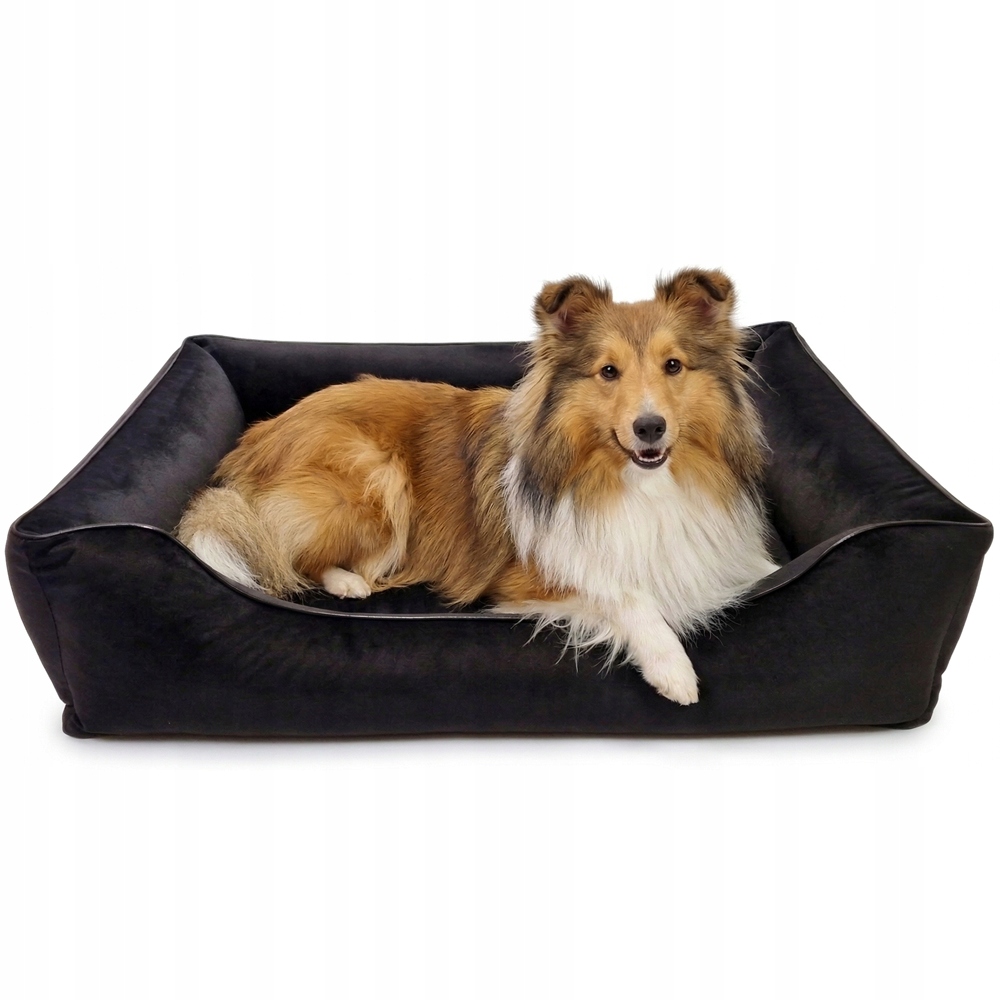 Legowisko dla psa Sofa Welur Ortopedyczne 80x60 czarny/czarny Produkt Pl