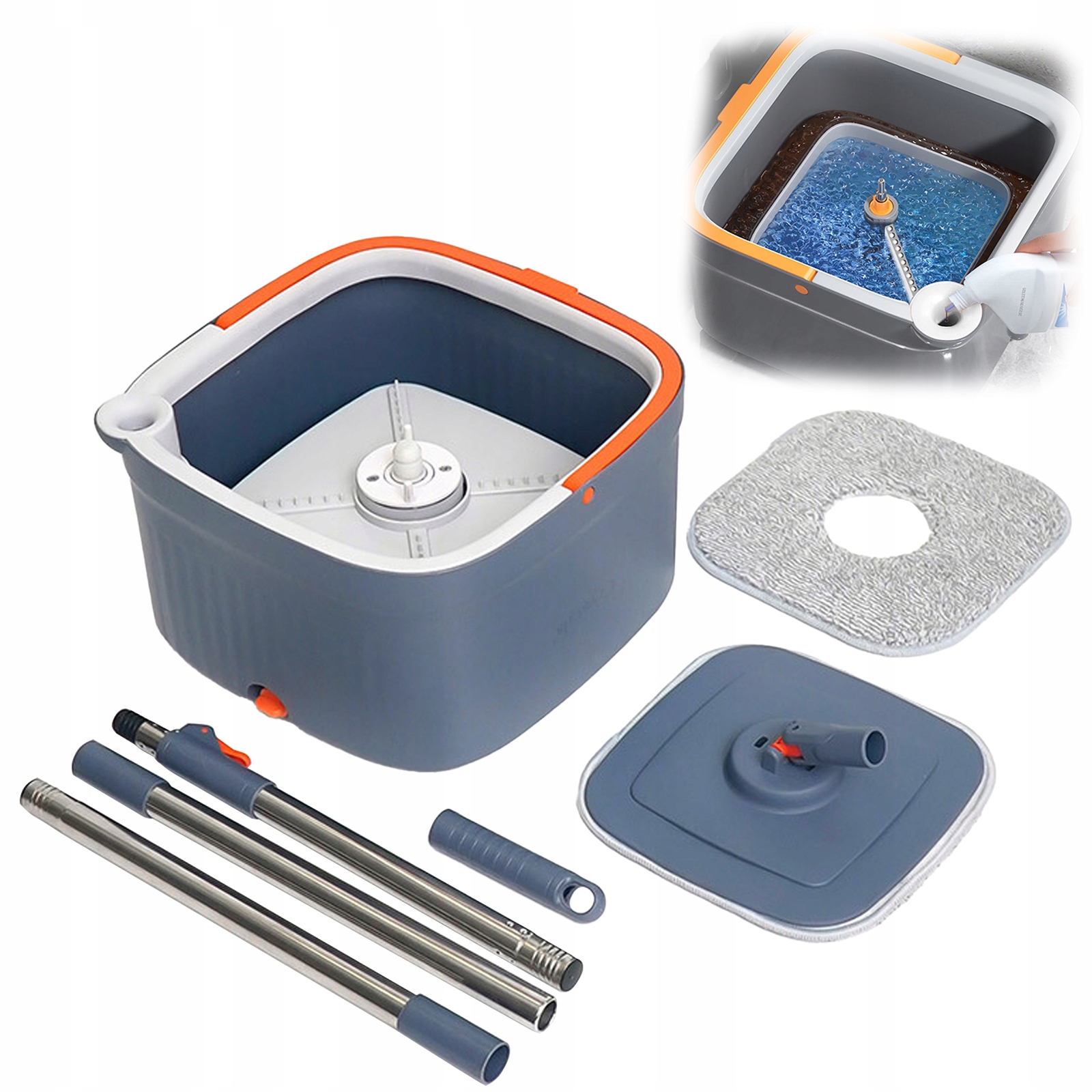 Levně Sada Rotačního A Odnímatelného Mopu S Kbelíkem, Podlahový Mop S Nástavci