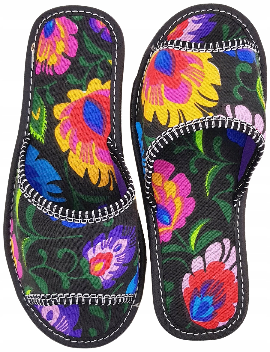 Domowe Kapcie Pantofle Odkryte Wzór Łowicki *38* Rozmiar 38