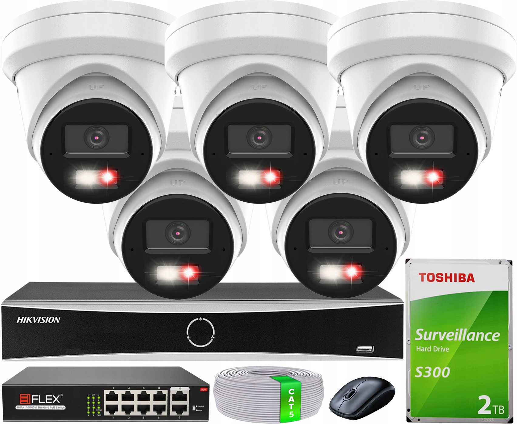 Monitorovacia 5x kamera Hikvision DS-2CD2363G2-LI2U Ip 6MPx AcuSense Led 2TB