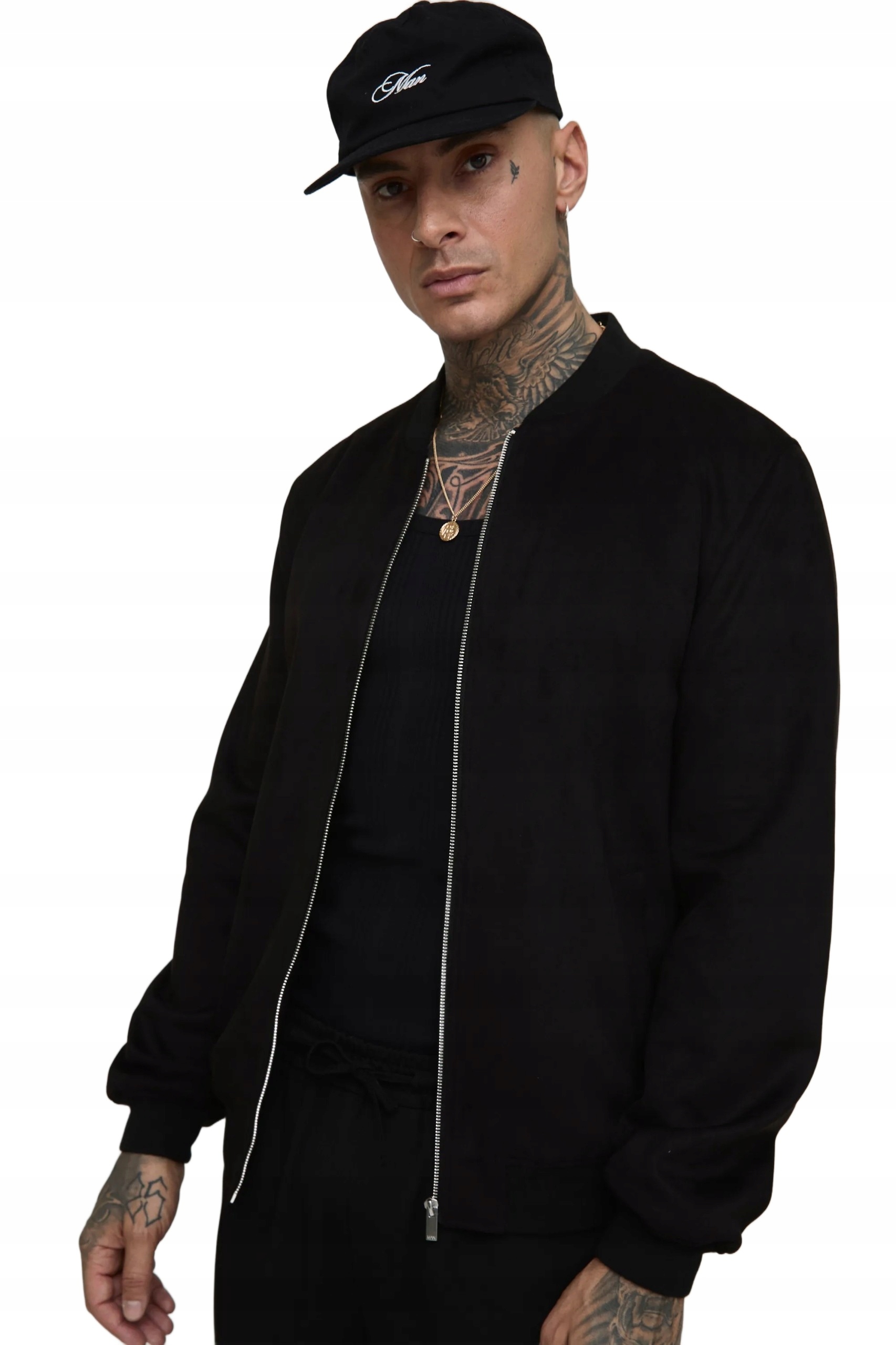 Boohooman Černá Pánská Bomber Bunda Se Zipem Bez Vzoru Z3A