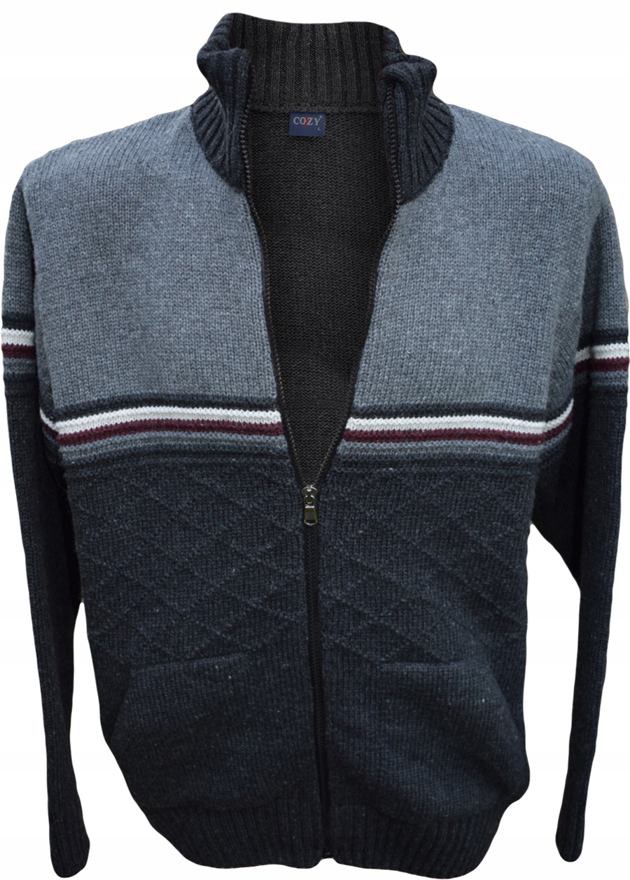 

03 033 Ciepły Sweter Rozpinany Ciemnoszary roz. XL