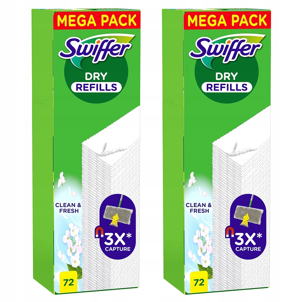 Levně 2x Vložka Do Mopu Plochá Swiffer Dry Refills Nástavec Na Mop 72KS