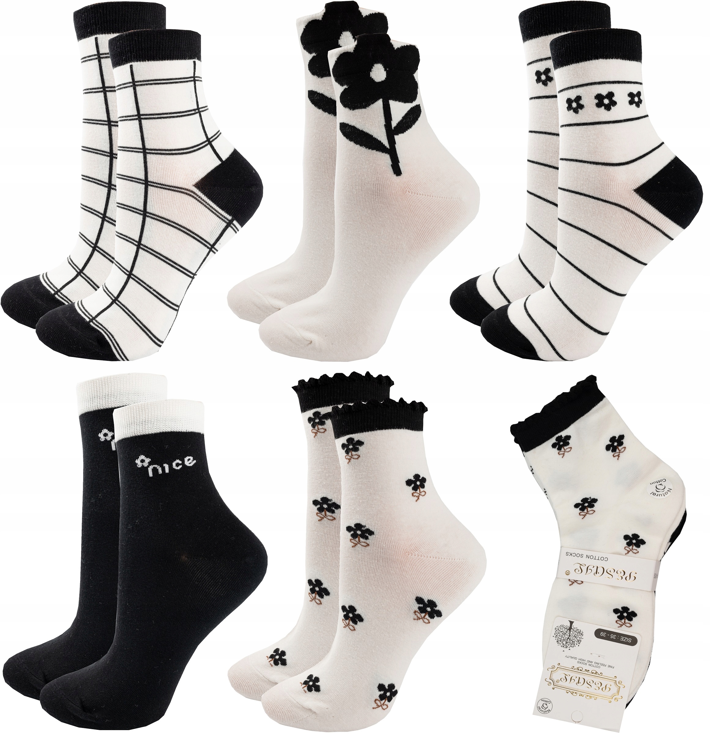 

5Par Skarpety Damskie Bawełniane komfort Premium