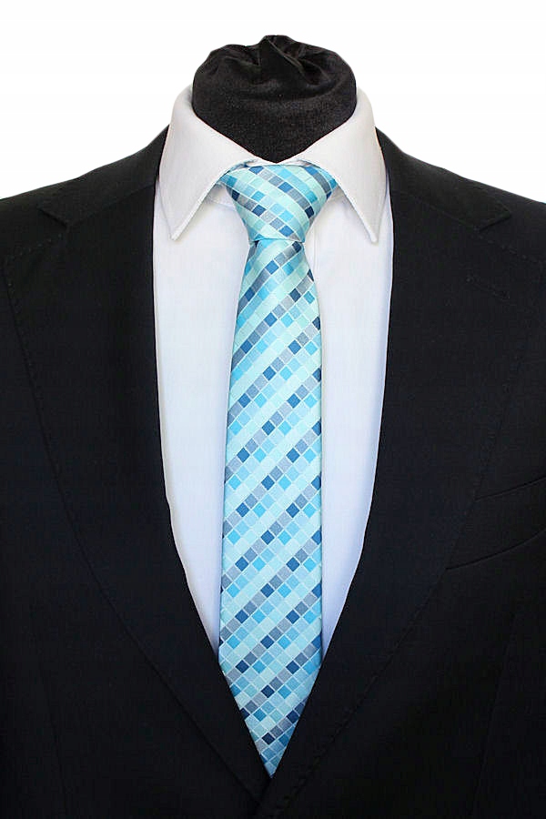 WĄSKI MĘSKI KRAWAT SLIM 6 cm TURKUSOWO MIĘTOWY