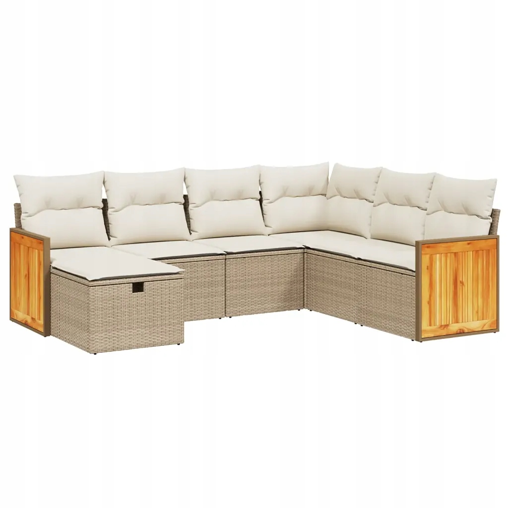 Set zahradního nábytku technorattan vidaXL béžový 7 el.