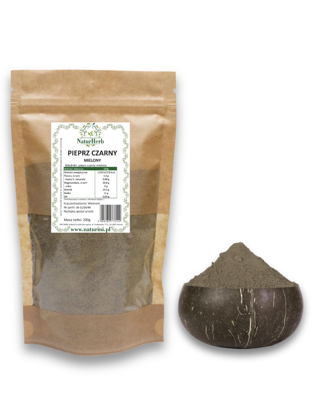 Levně Pepř černý mletý Premium od Naturini 1KG