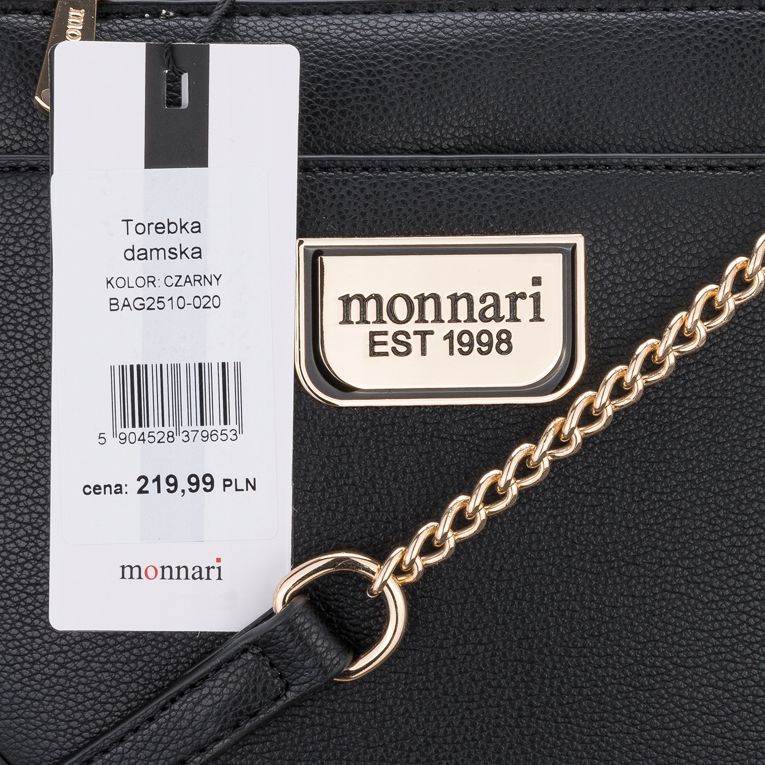 Torebka MAŁA Czarna LISTONOSZKA MONNARI Łańcuszek Kolor czarny