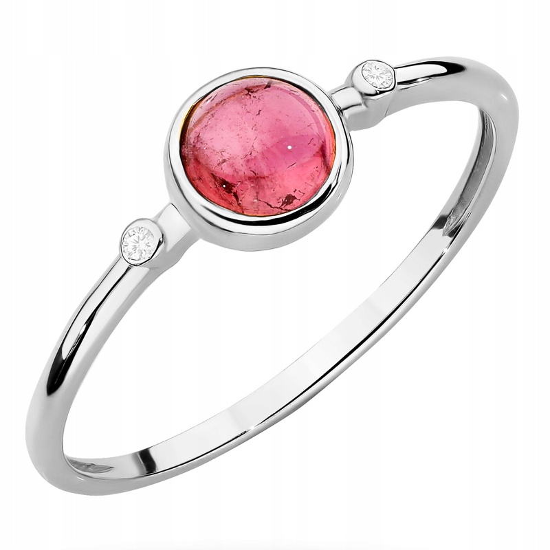 Zlatý Prstýnek pr. 585 14k s Brilianty a kulatým turmalínem 0,60ct
