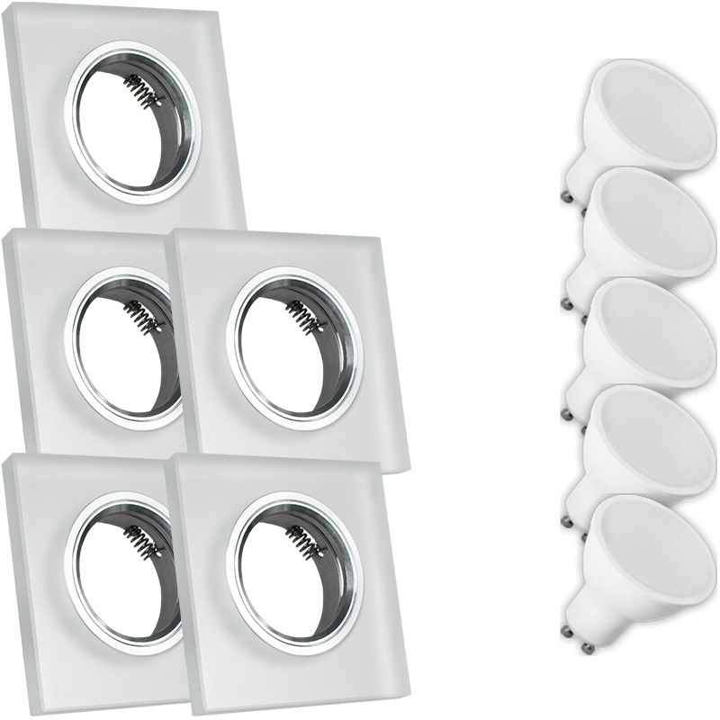 5X Skleněná Lampička Moderní Svítidlo Čtverec Silné Sklo 7W Led Žárovka