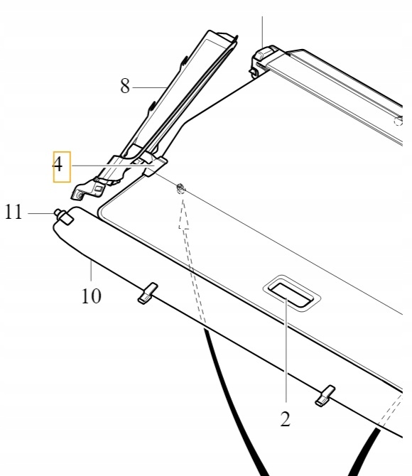 Volvo XC60 II pravý úchyt držáku rolety zavazadlového prostoru černý 32239163