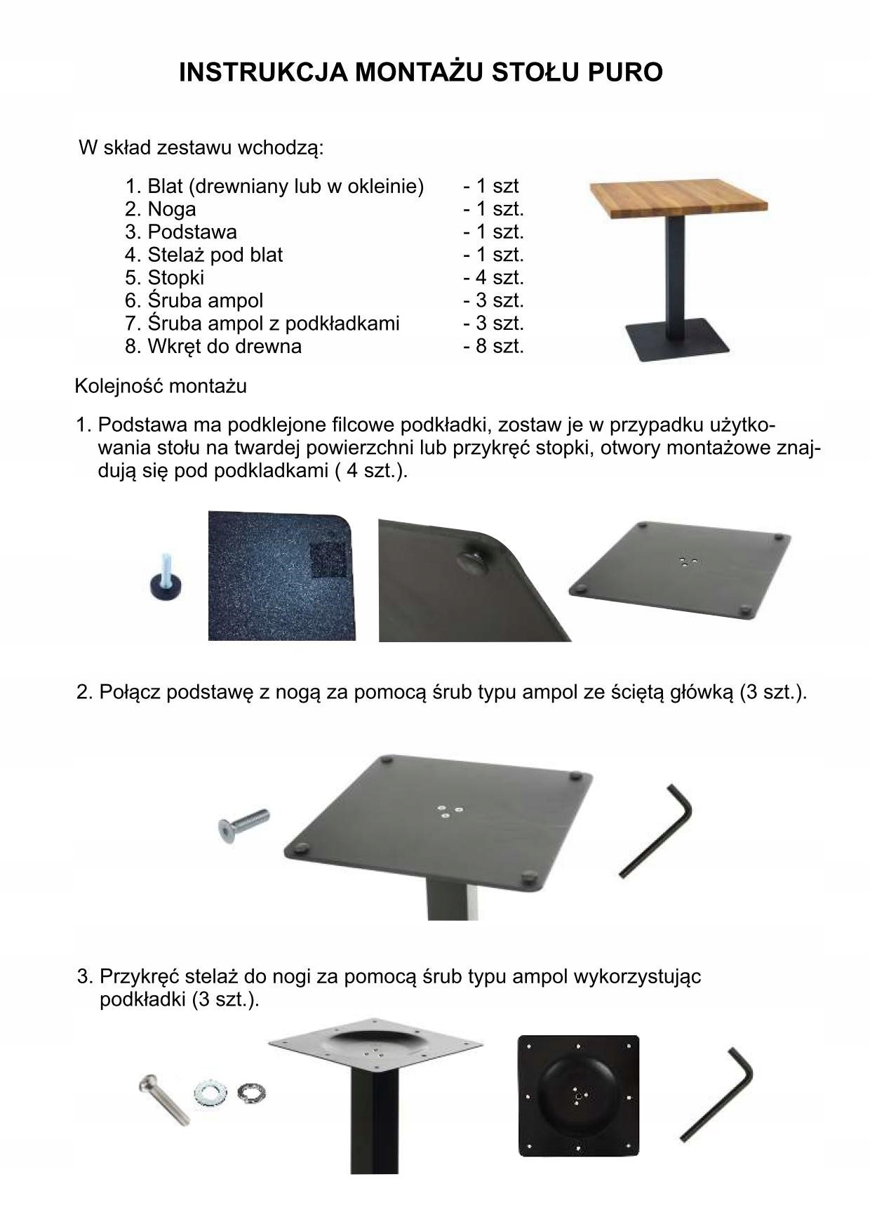 Stół Puro Okleina Naturalna Dąb / Czarny 60x60cm Kolor blatu dąb naturalny