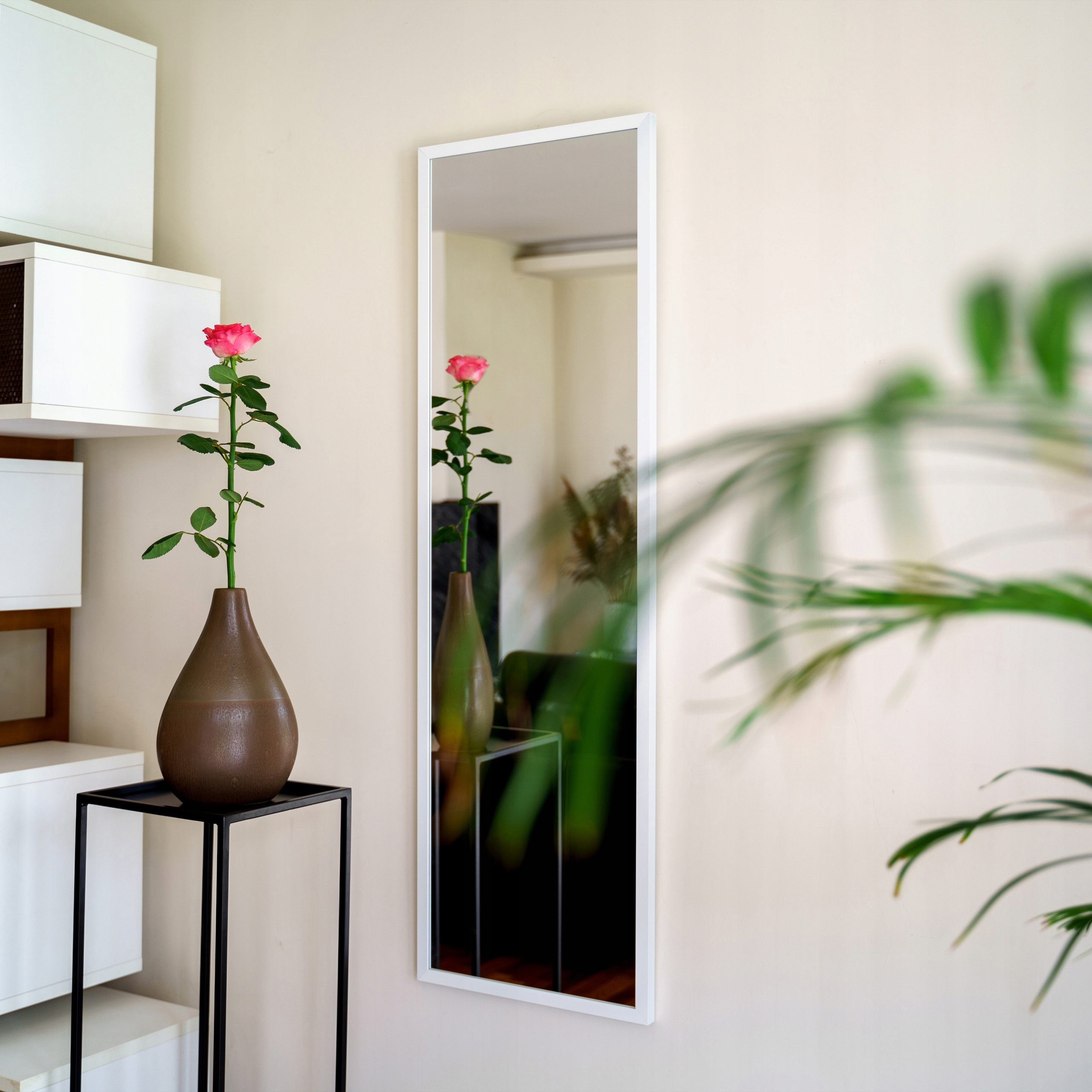 LUSTRO PROSTOKĄTNE BIAŁE 160x40 CM DO SALONU LOFT Marka inna