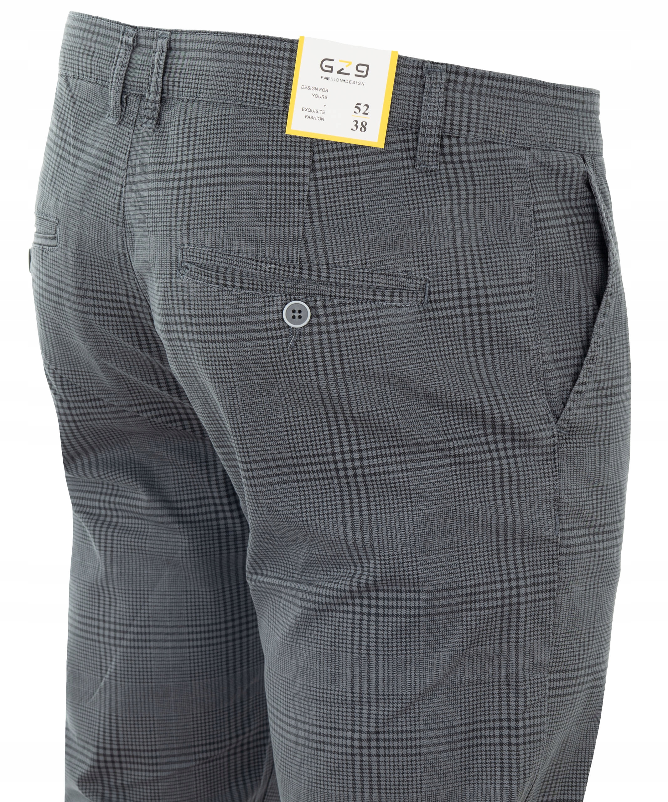 SPODNIE MĘSKIE LETNIE BAWEŁNIANE SZARE W KRATĘ WYGODNE STYLOWE W52 EAN (GTIN) 5906546602379