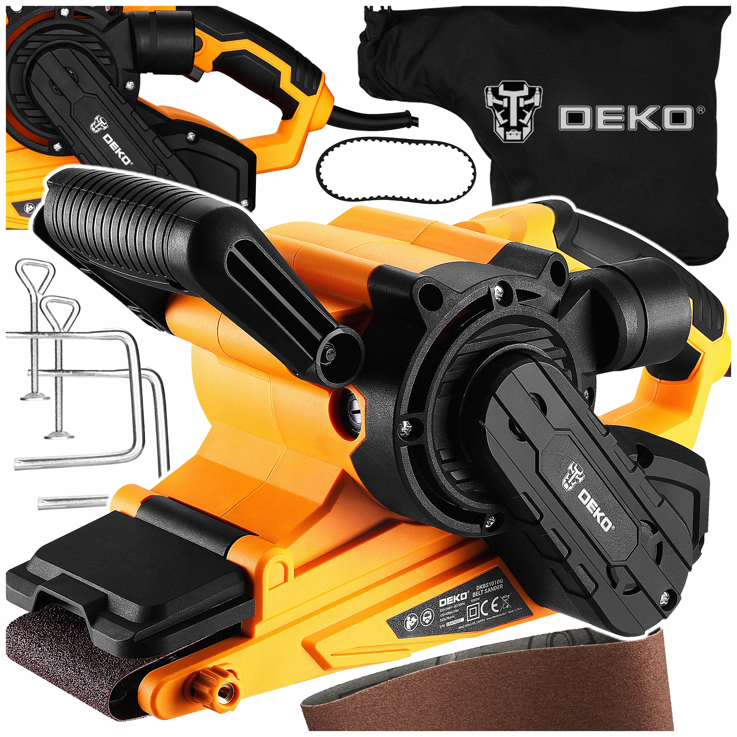 Szlifierka Taśmowa Sieciowa Do Drewna 1010W Czyszczarka Taśmówka Mocna Deko