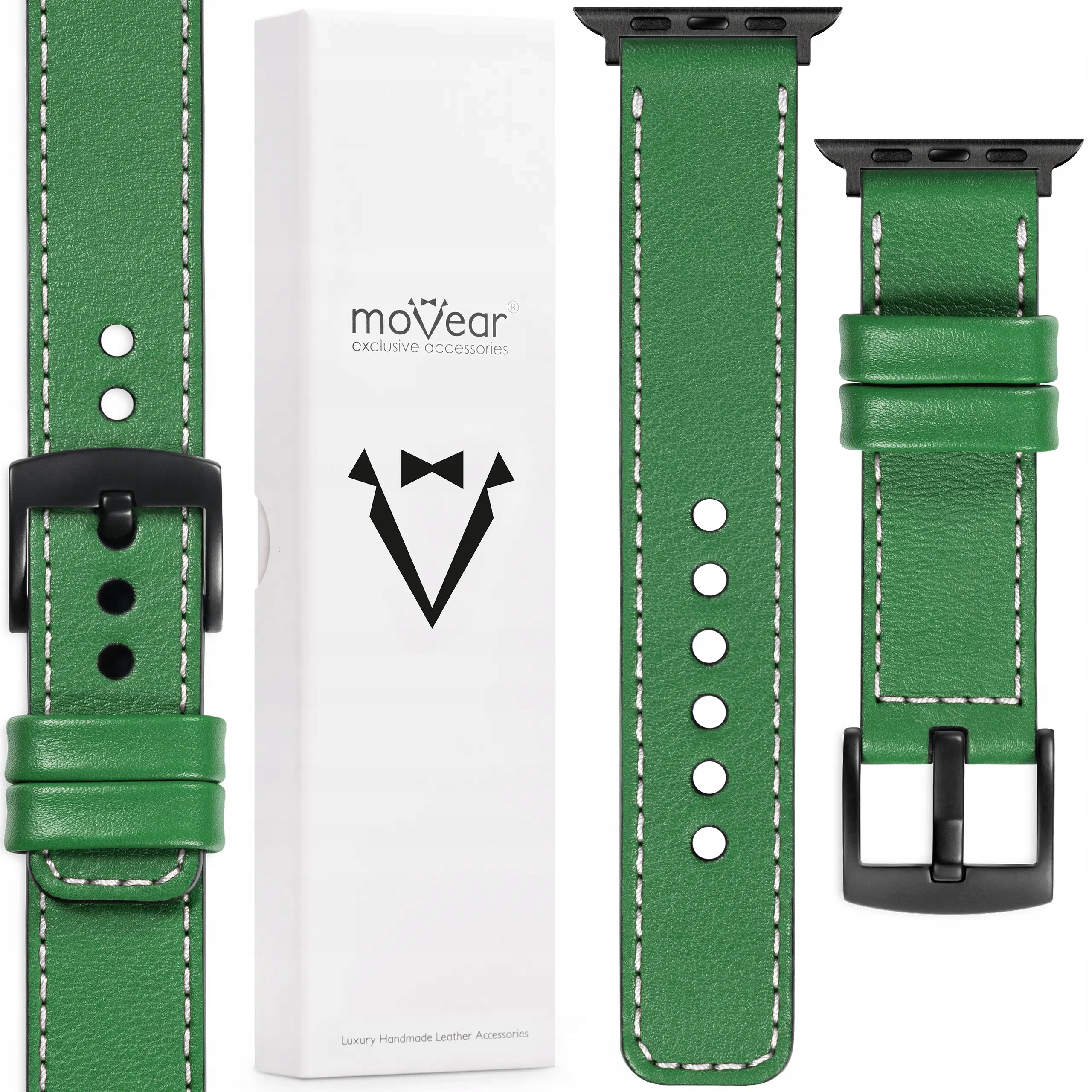 Kožený řemínek pro Apple Watch 10 9 8 7 6 5 Se 46-44 mm Ultra zelený