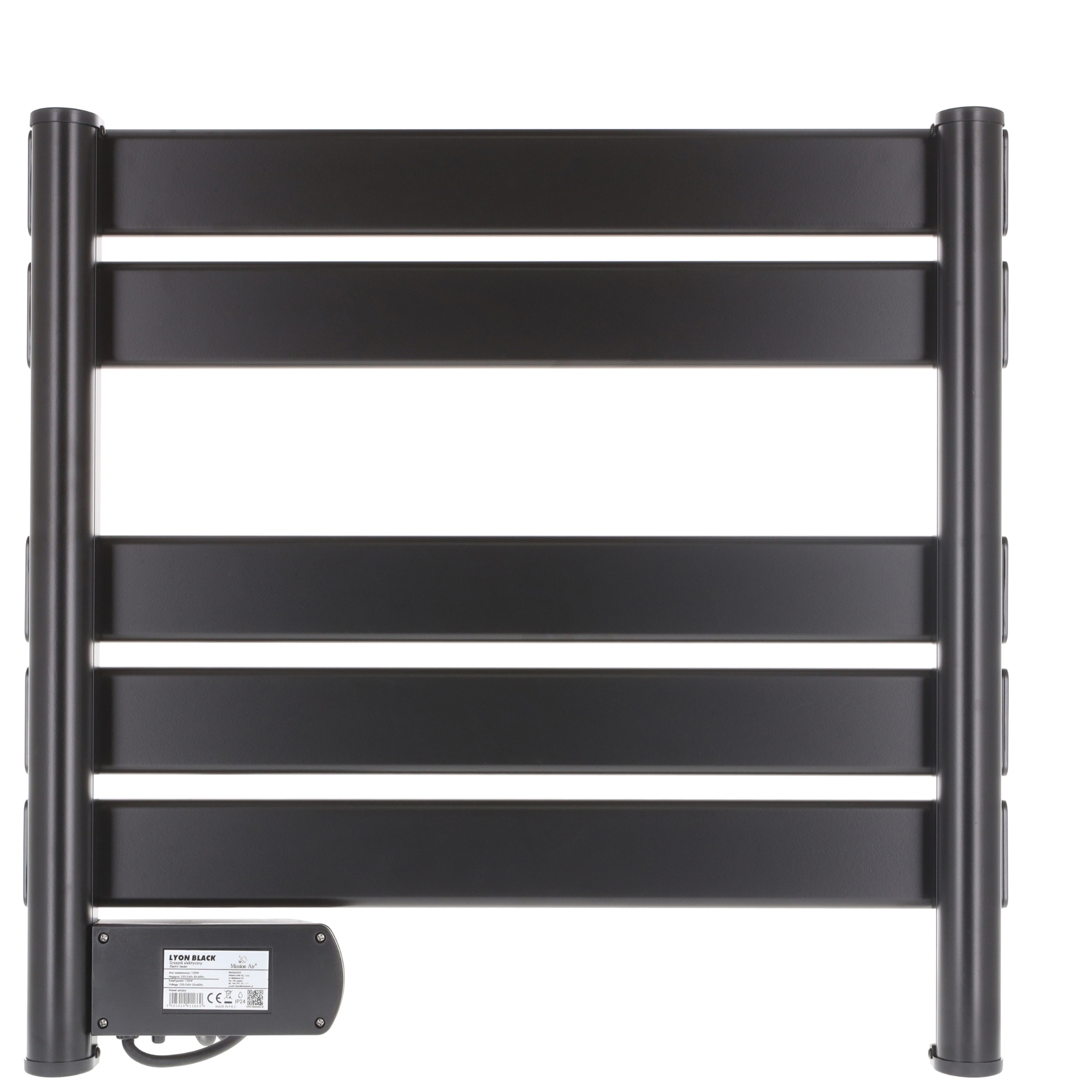 MAŁY GRZEJNIK ŁAZIENKOWY ELEKTRYCZNY drabinka suszarka timer CZARNY 150W Wysokość 520 mm