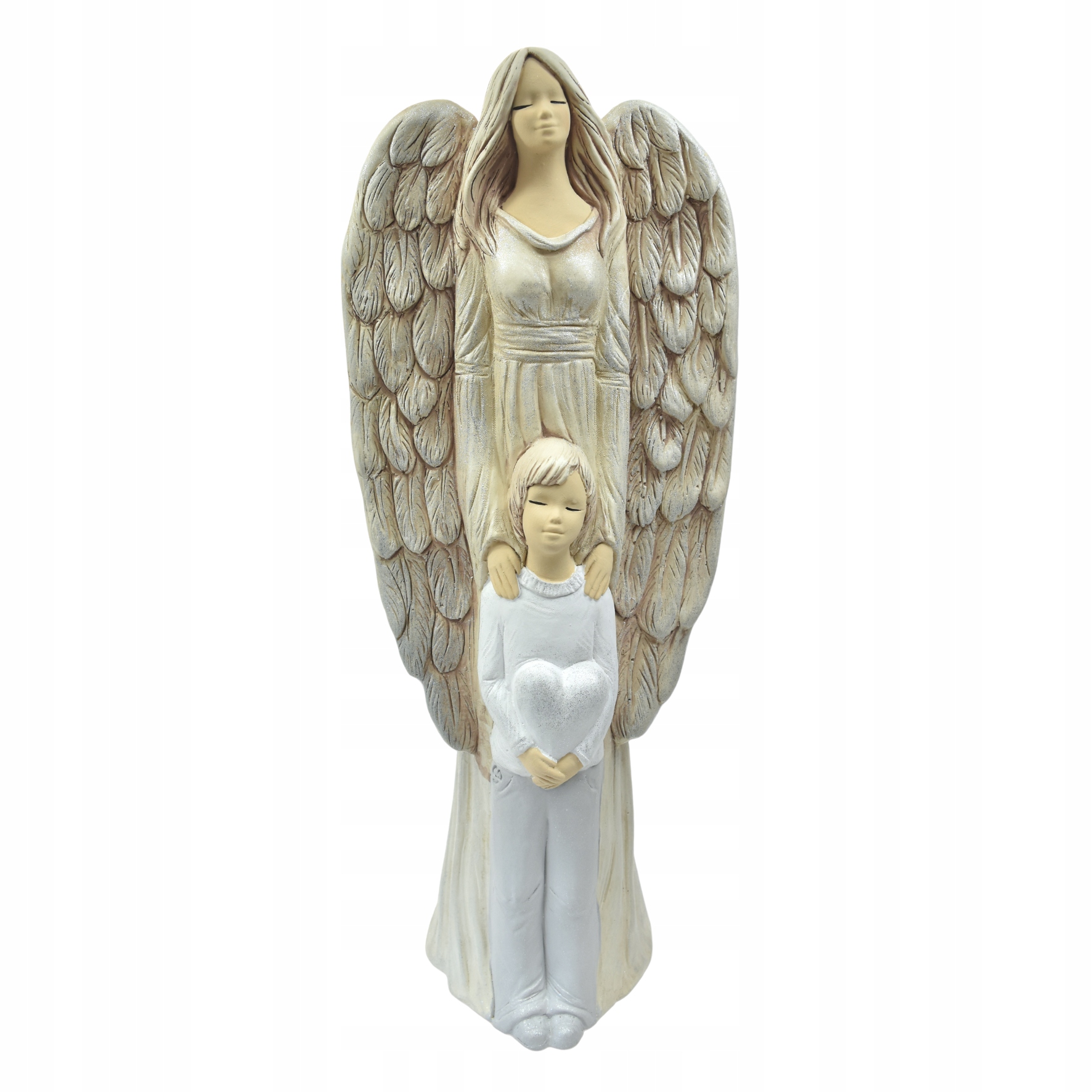 DUŻA FIGURKA ANIOŁ Z DZIECKIEM CHŁOPCEM PREZENT