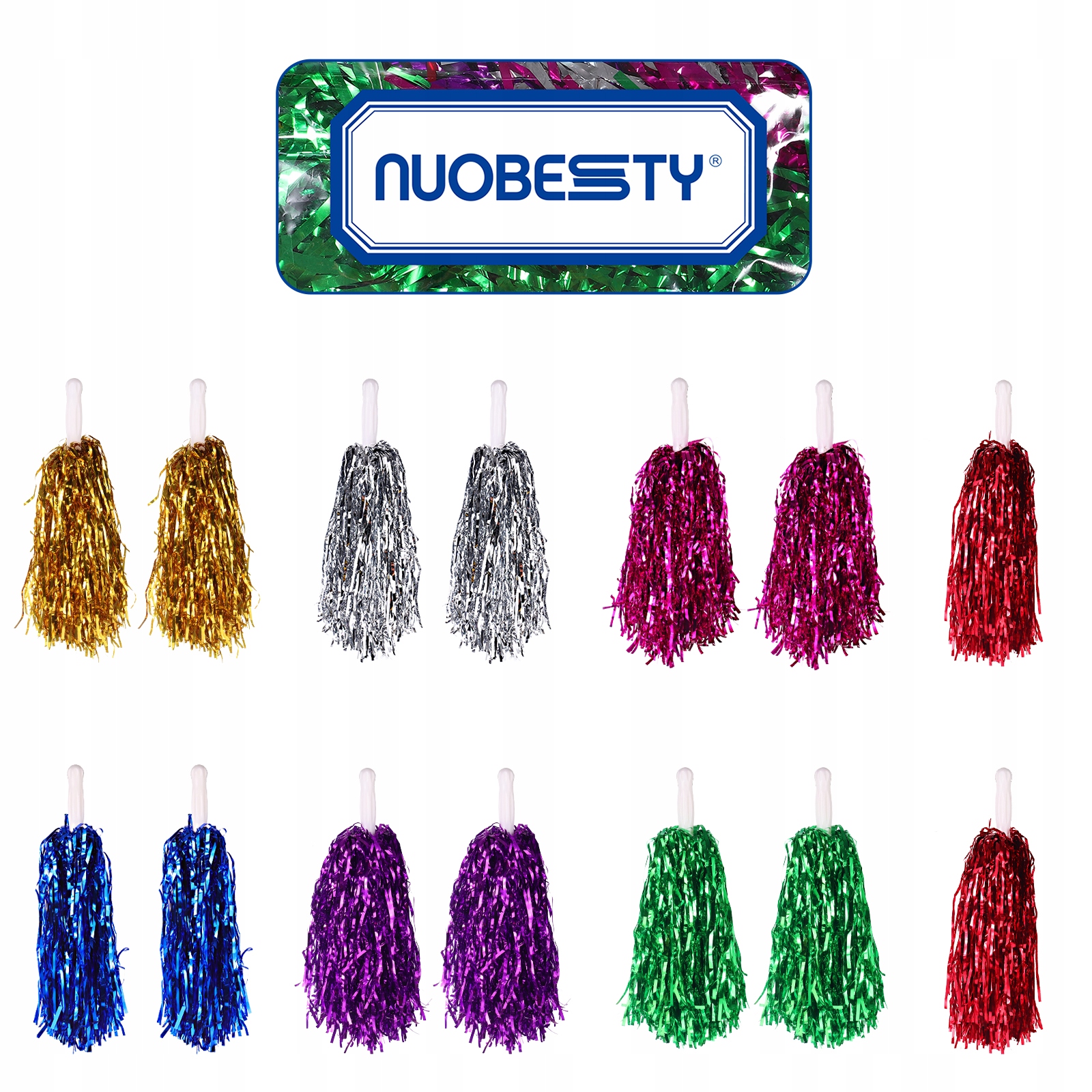 POMPONY TANECZNE CHEERLEADERKI METALICZNE FOLIE NA WYDARZENIA (14 SZTUK) EAN (GTIN) 4894931004956