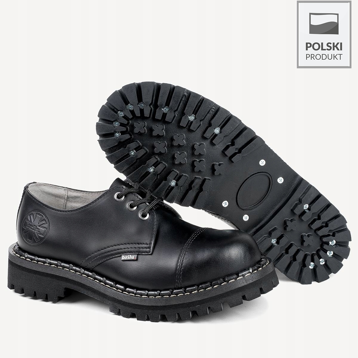 GLANY BRILU STEEL-NOSE 3-oczka NISKIE SKÓRA 36-47 Marka BRILU